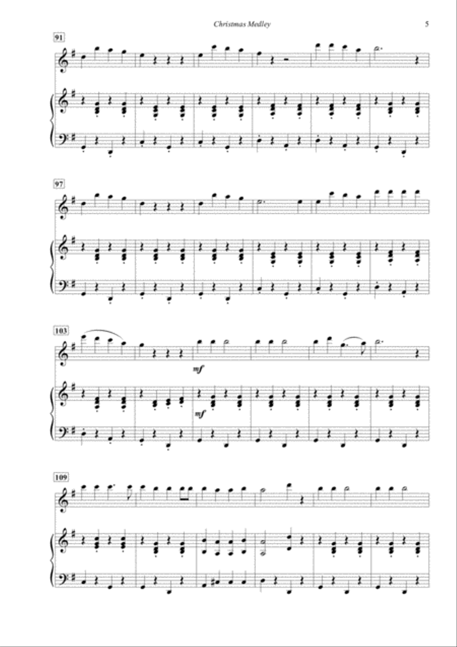 Christmas Medley for Flute and Piano Flute Solo scores gallery preview page 5
