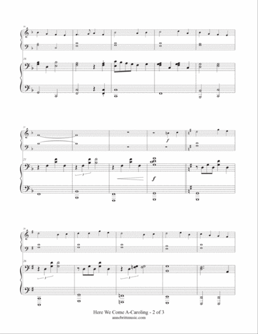 Here We Come A-Caroling (late elementary student/teacher piano duet) Piano Method scores gallery preview page 2
