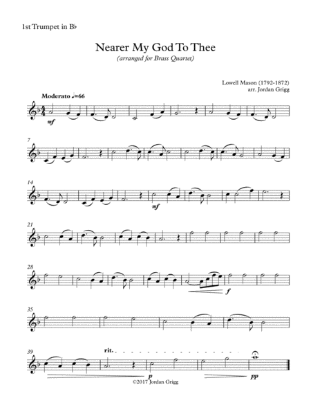Nearer My God To Thee (Brass Quartet) Score and Parts image number null