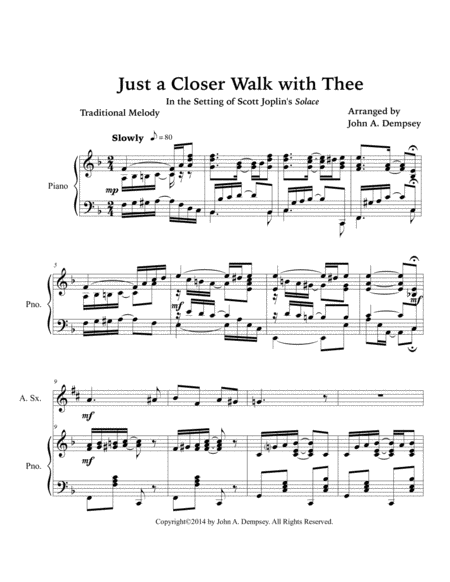 Just a Closer Walk with Thee (Alto Sax and Piano) image number null