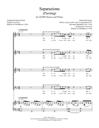 Separazione (Parting) - Version for SATB Chorus and Piano