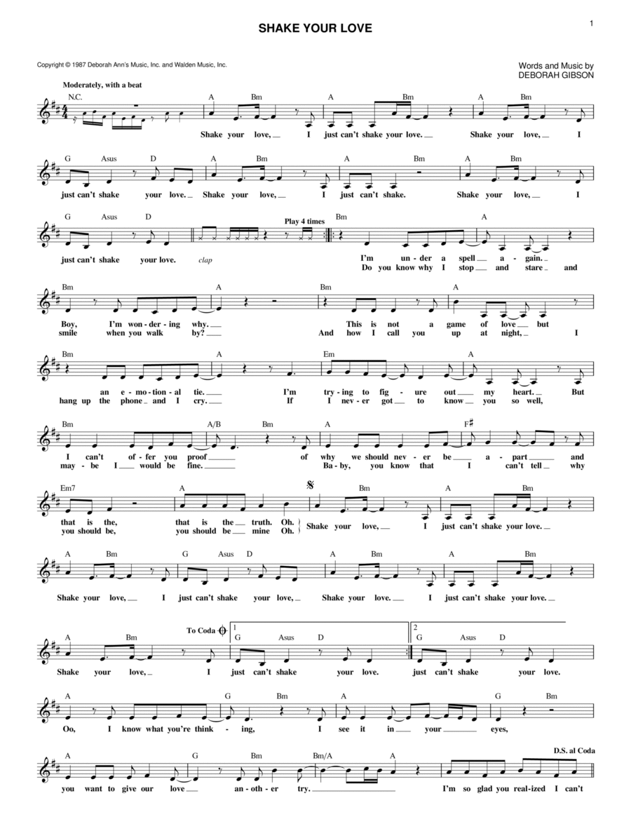 Shake Your Love Piano scores gallery preview page 1