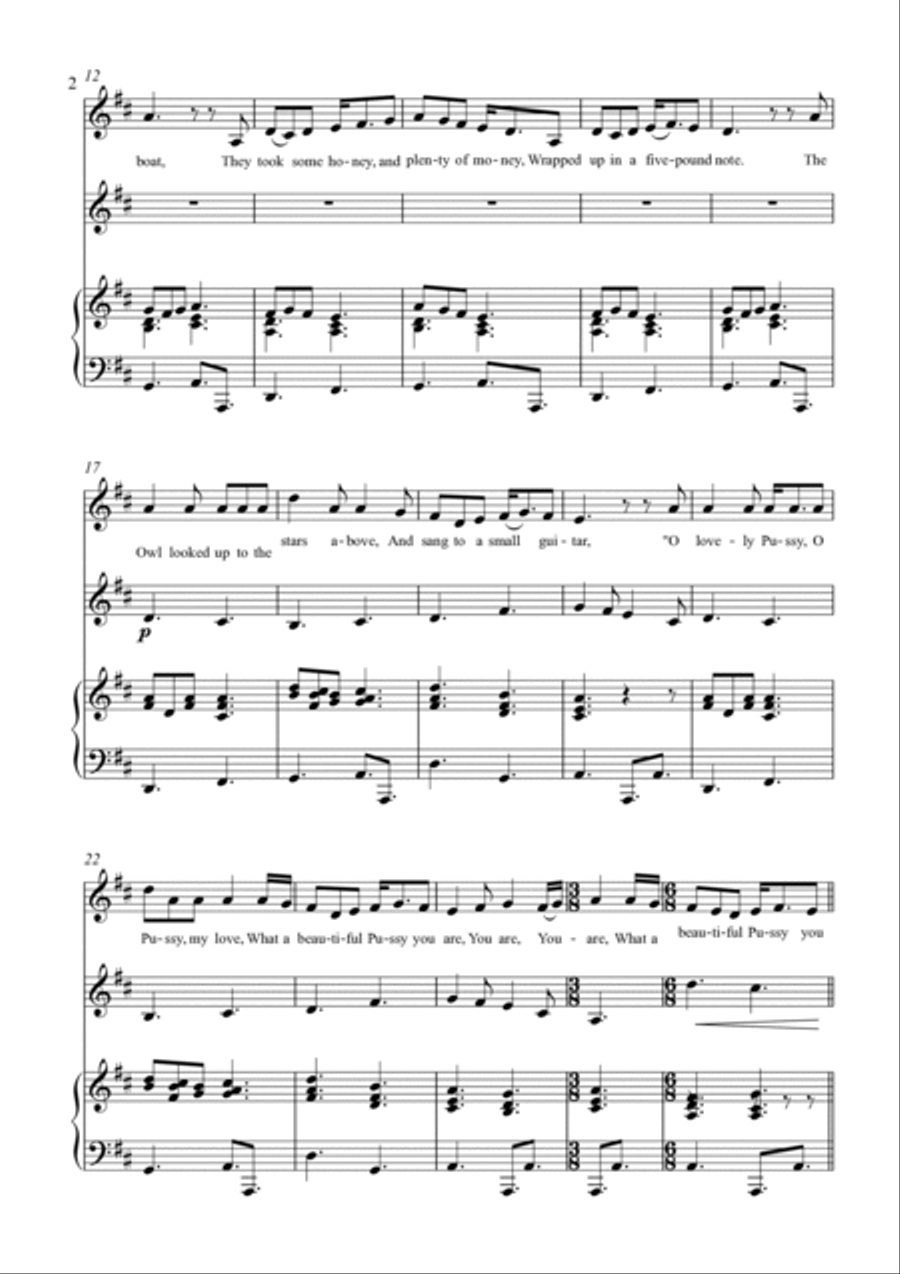 The Owl & the Pussy-Cat (poem by Edward Lear) Small Ensemble scores gallery preview page 2