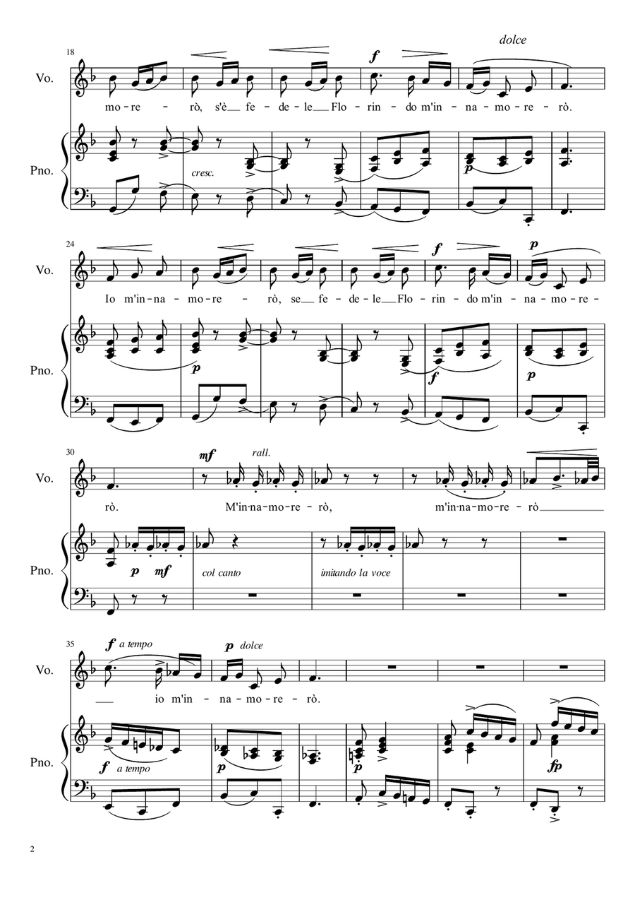 Se Florindo e fedele - F Major Voice Solo scores gallery preview page 3