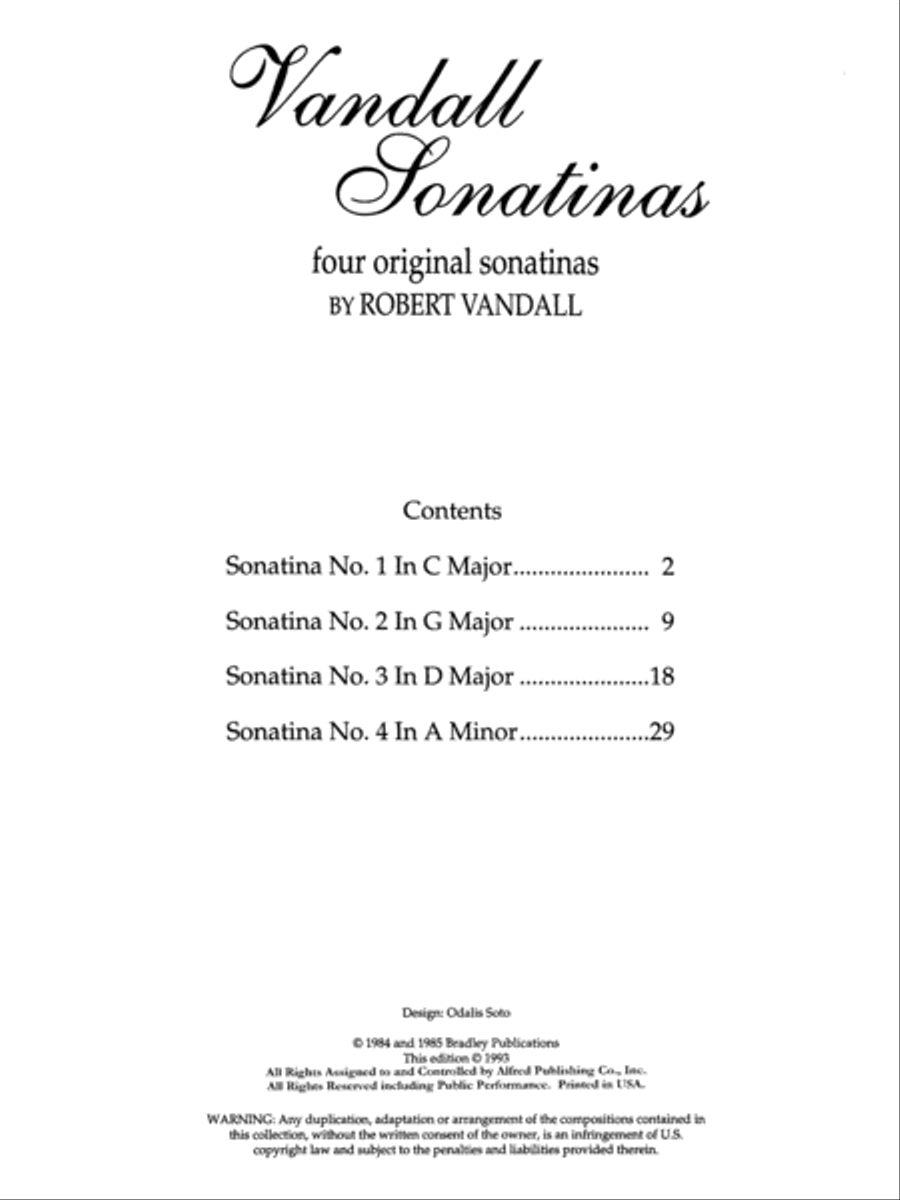 Vandall Sonatinas Piano Solo scores gallery preview page 2