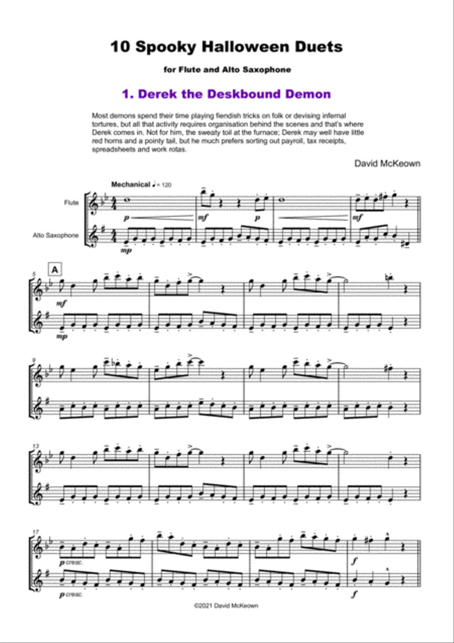 10 Spooky Halloween Duets for Flute and Alto Saxophone
