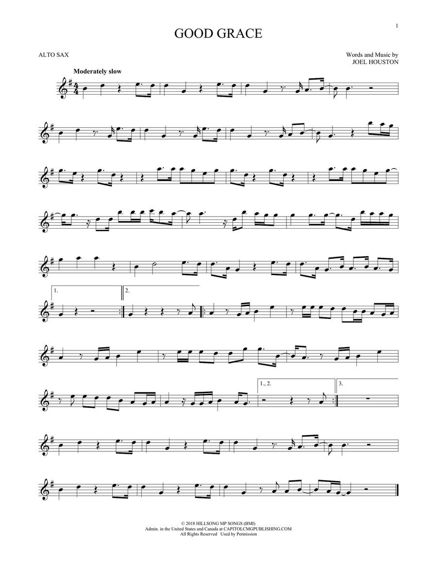 Good Grace Alto Saxophone scores gallery preview page 1