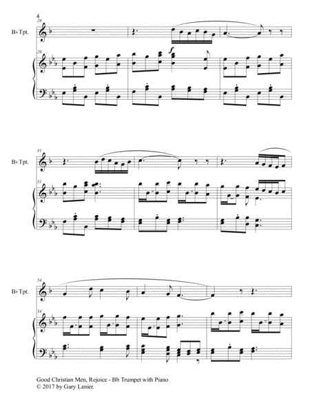 GOOD CHRISTIAN MEN, REJOICE (Bb Trumpet with Piano & Score/Part) image number null