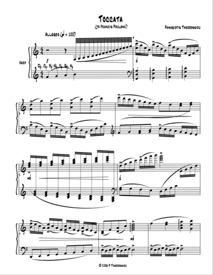 Toccata and Blues for harp solo Harp scores gallery preview page 4