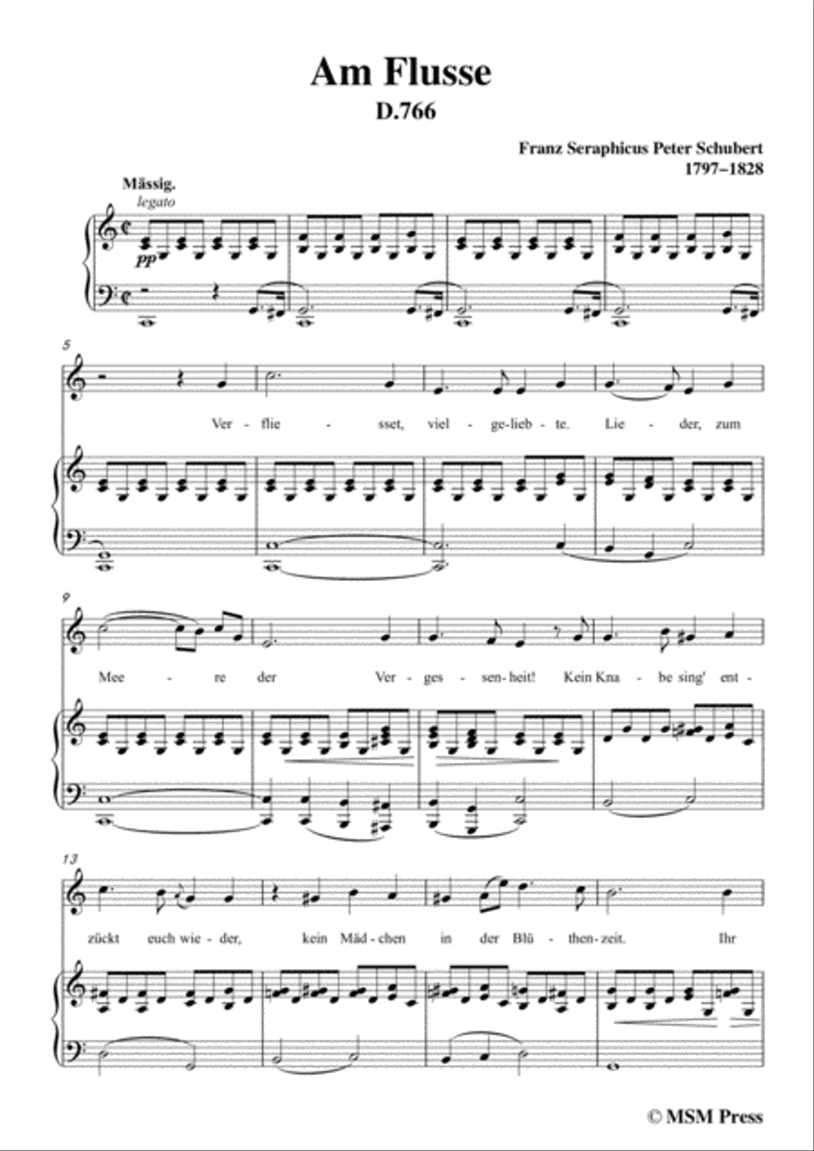 Schubert-Am Flusse (By the River),D.766,in C Major,for Voice&Piano Voice scores gallery preview page 3