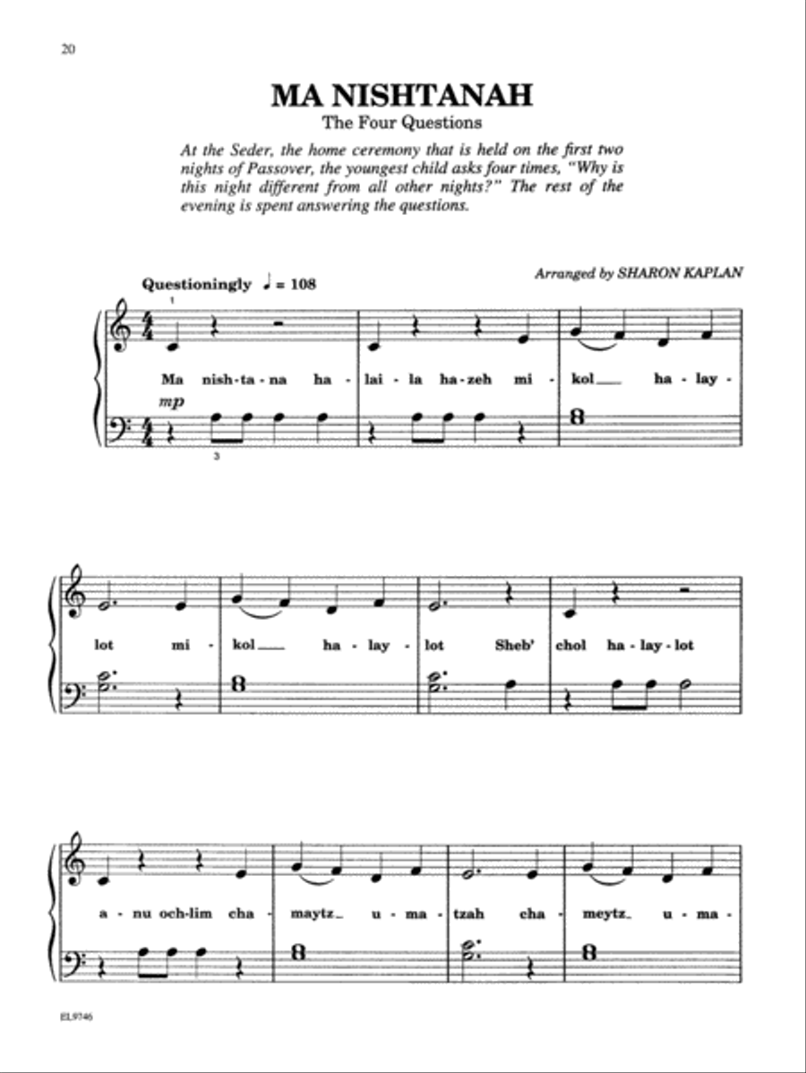 Jewish Songs for Children Easy Piano scores gallery preview page 6