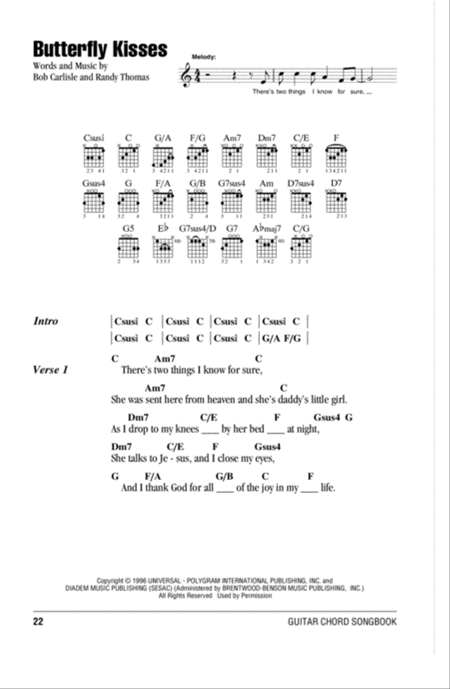 Butterfly Kisses Acoustic Guitar scores gallery preview page 1