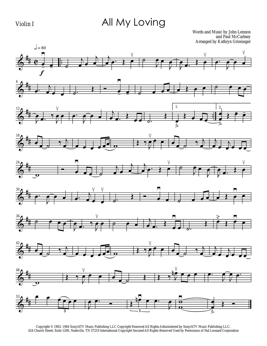 All My Loving String Quartet scores gallery preview page 1