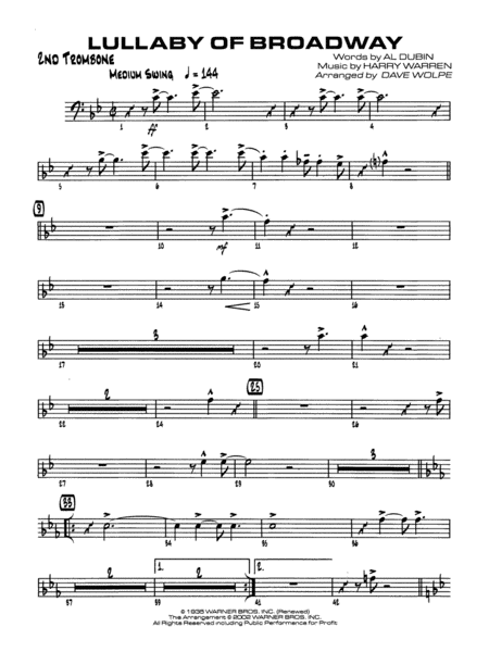 Lullaby of Broadway: 2nd Trombone