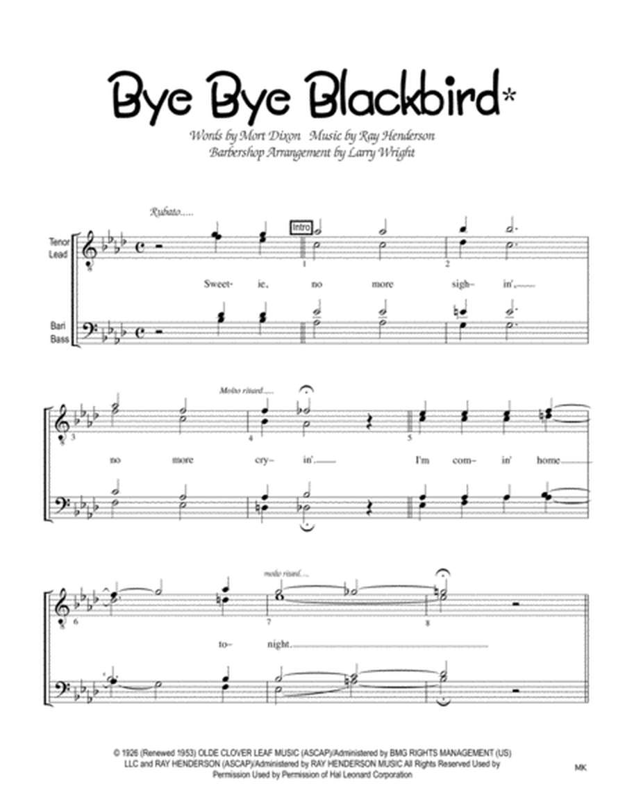 Bye Bye Blackbird* (men)