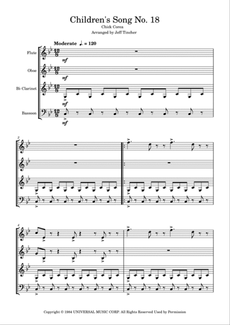 Children's Song No. 18 Children's Song No. 18 Woodwind Quartet scores gallery preview page 2