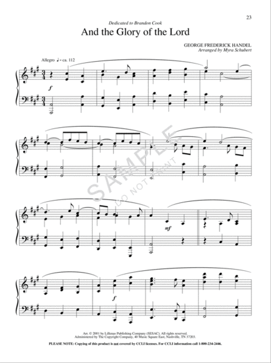 Keyboard Selections from The Messiah Piano Duet scores gallery preview page 2