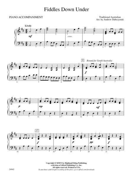 Fiddles Down Under: Piano Accompaniment