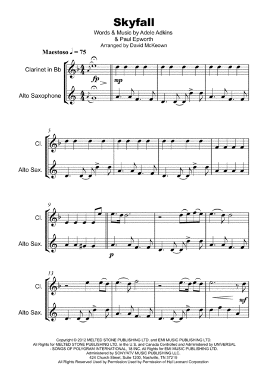Skyfall Woodwind Duet scores gallery preview page 2