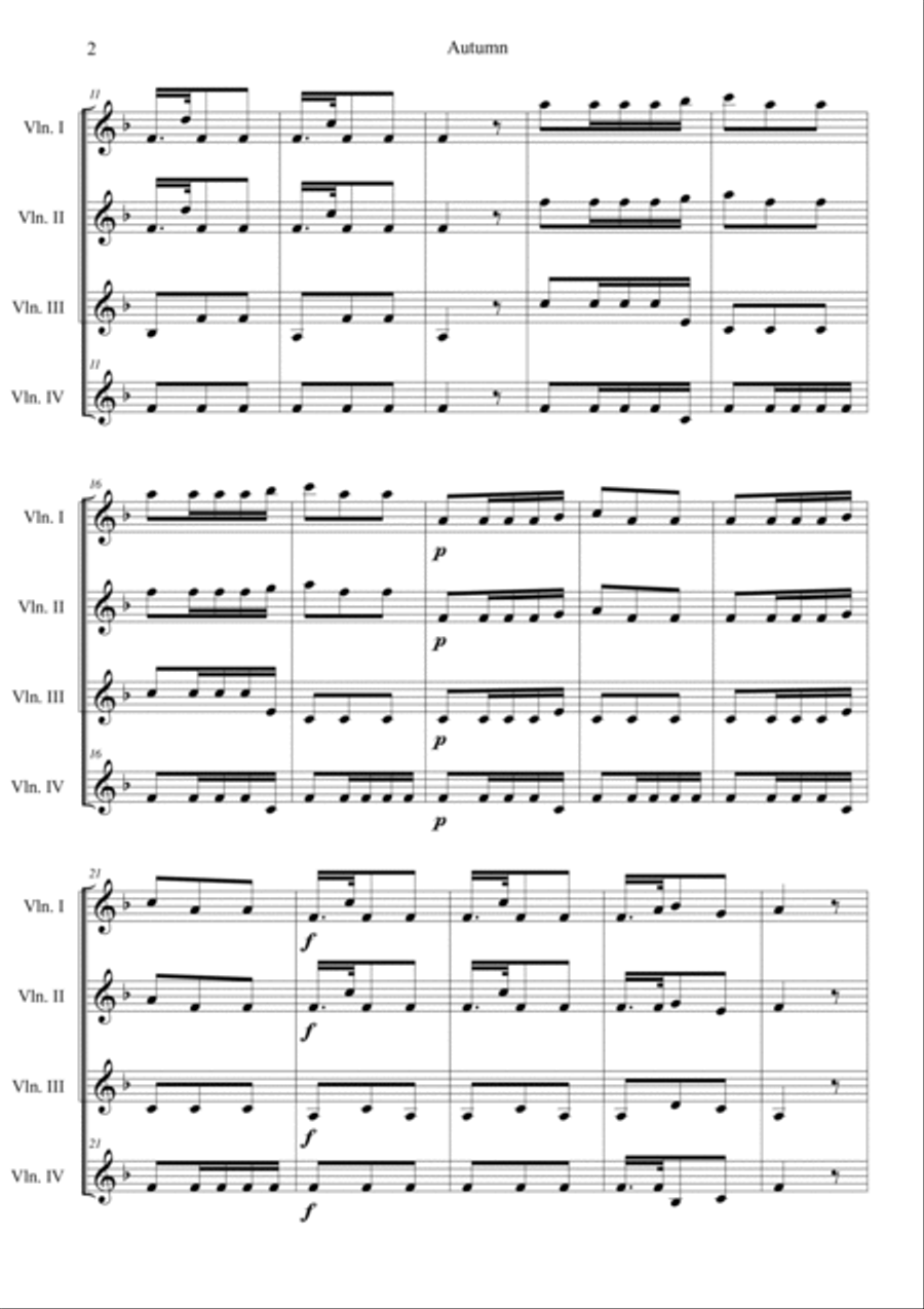 The Four Seasons: Autumn 3rd Movement Violin scores gallery preview page 2