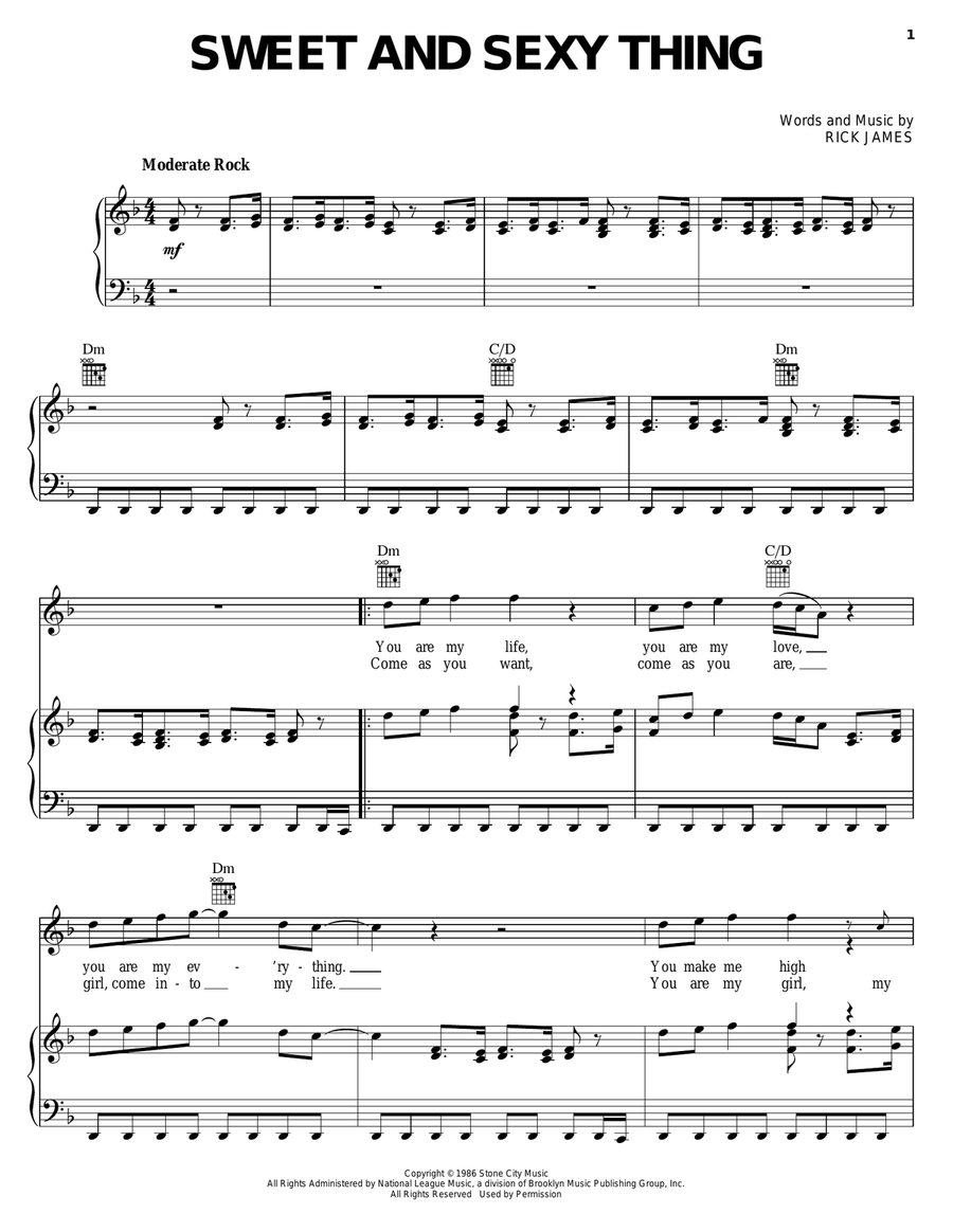 Sweet And Sexy Thing Sweet And Sexy Thing Piano, Vocal, Guitar scores gallery preview page 1