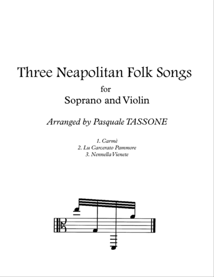 Three Neapolitan Folk Songs Voice scores gallery preview page 1