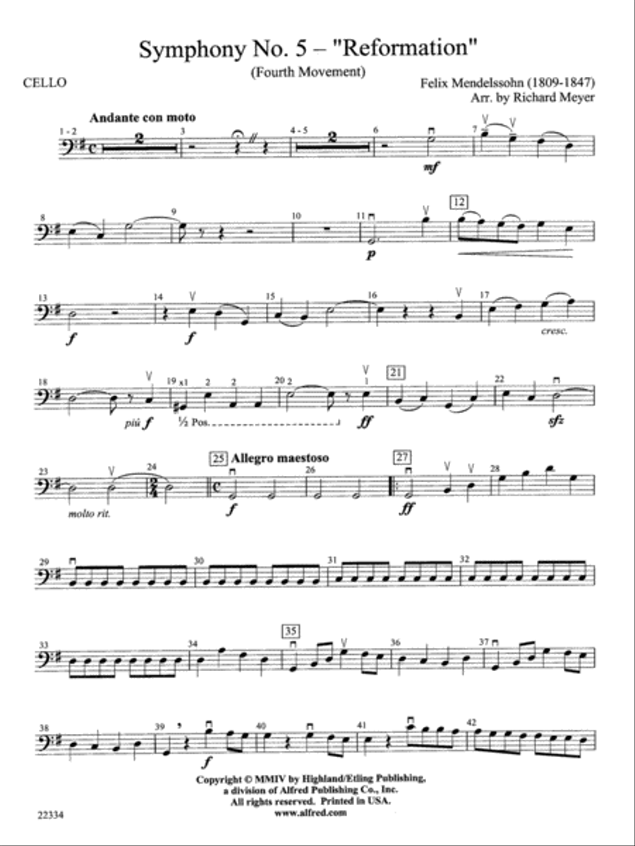 Mendelssohn F., Sechs Lieder ohne Worte, Andante con moto Sheet music for  Piano (Solo)