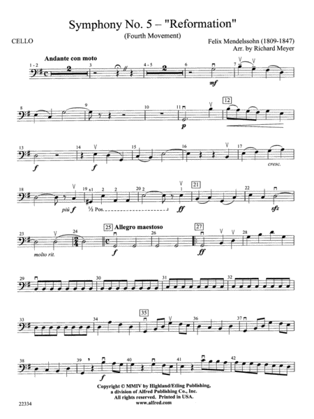 Symphony No. 5 "Reformation" (4th Movement): Cello