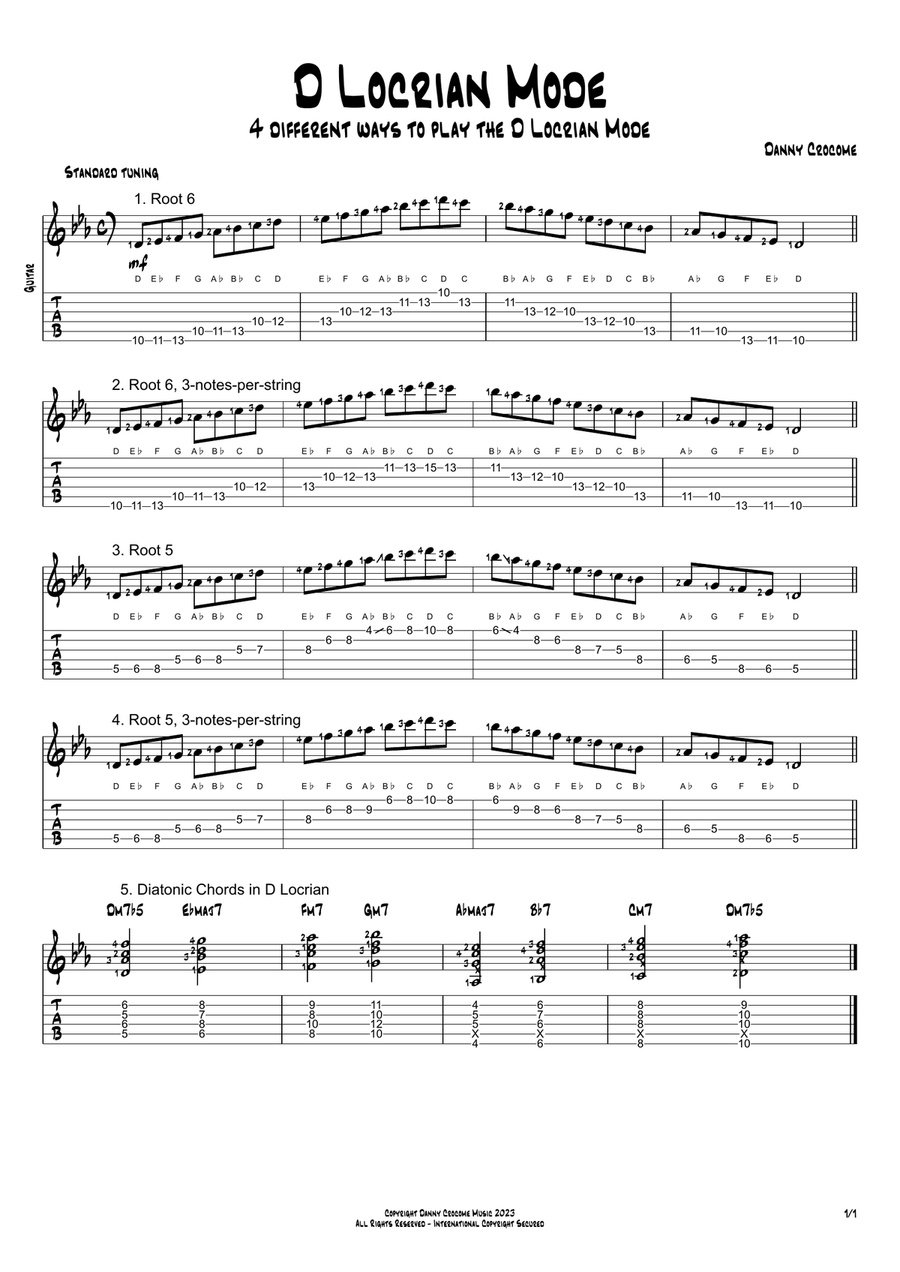 The Locrian Mode In All Keys (4 Ways To Play) Electric Guitar scores gallery preview page 4