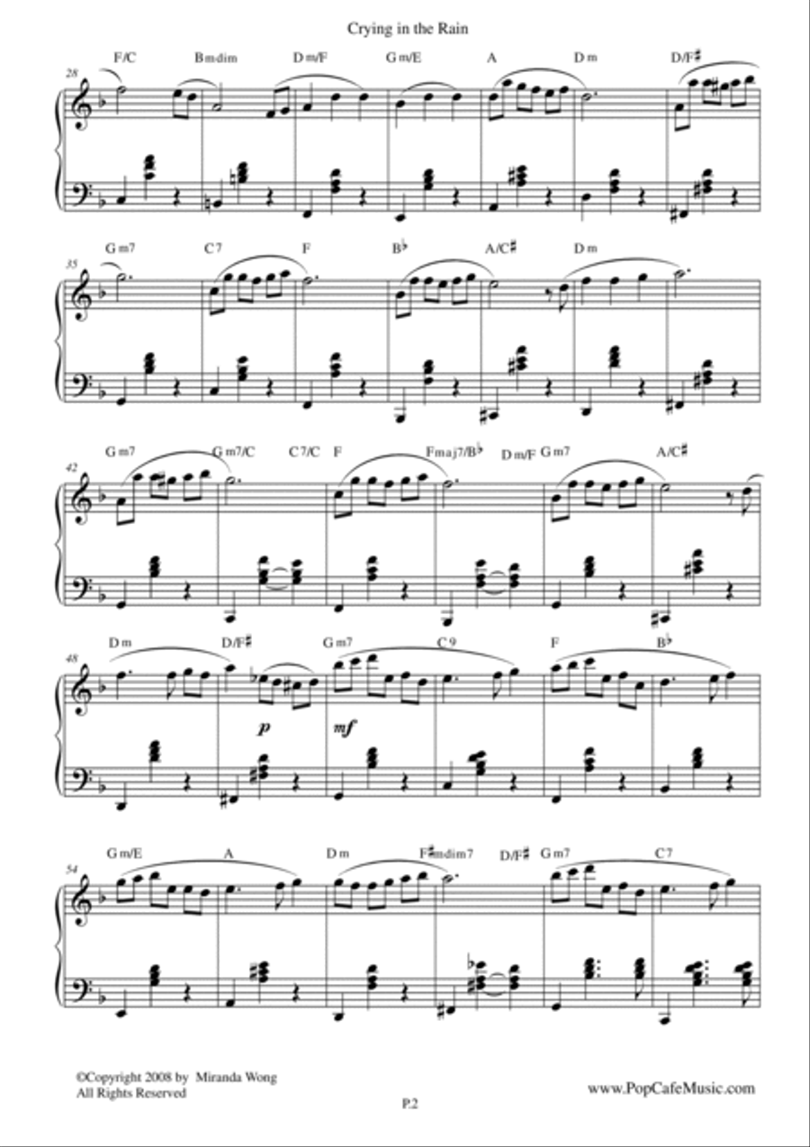 Crying in the Rain - Beautiful Piano Music No.2 Crying in the Rain - Beautiful Piano Music No.2 4-Part scores gallery preview page 2