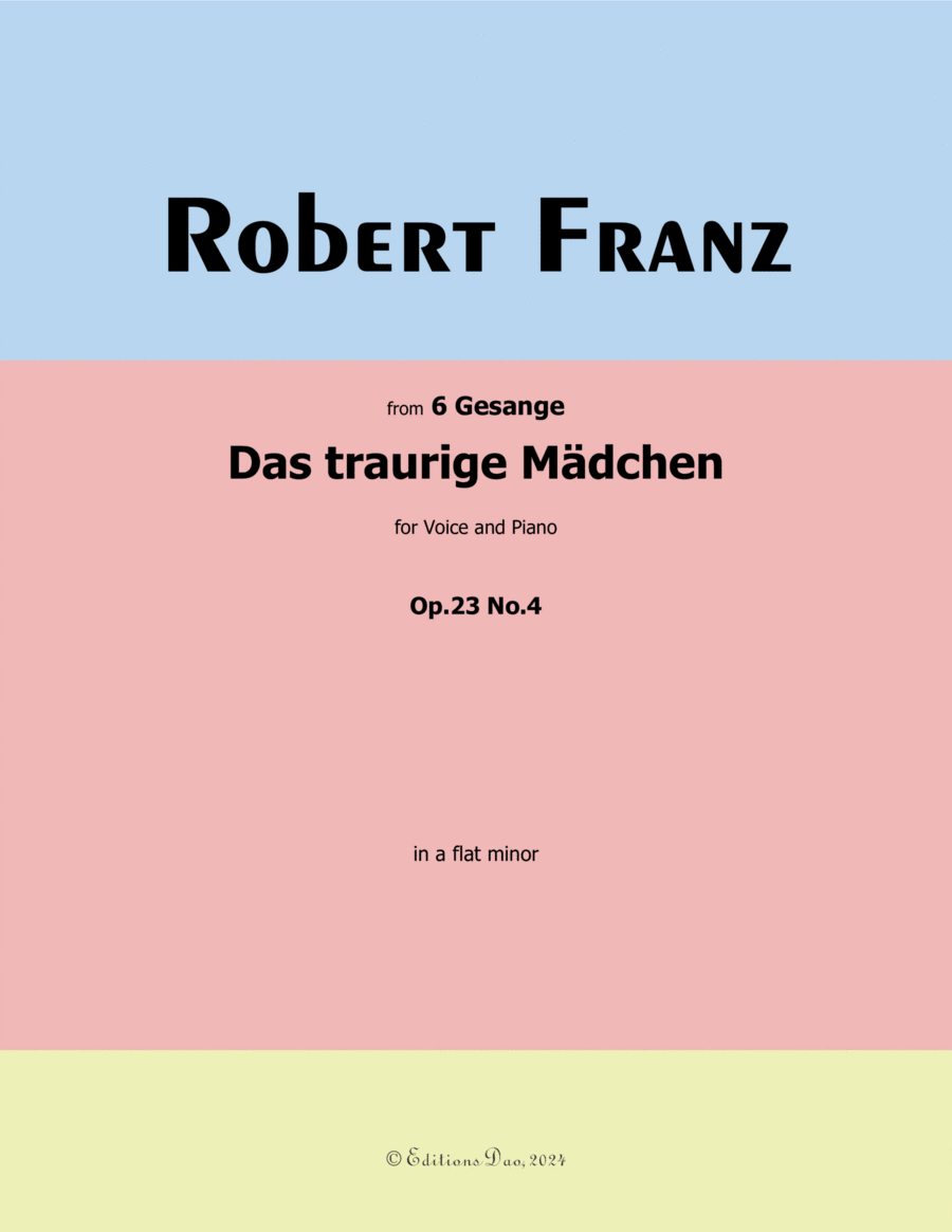 Das traurige Madchen, by Robert Franz, in a flat minor Voice scores gallery preview page 1
