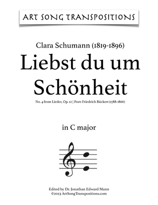 Book cover for SCHUMANN: Liebst du um Schönheit, Op. 12 no. 4 (transposed to C major)