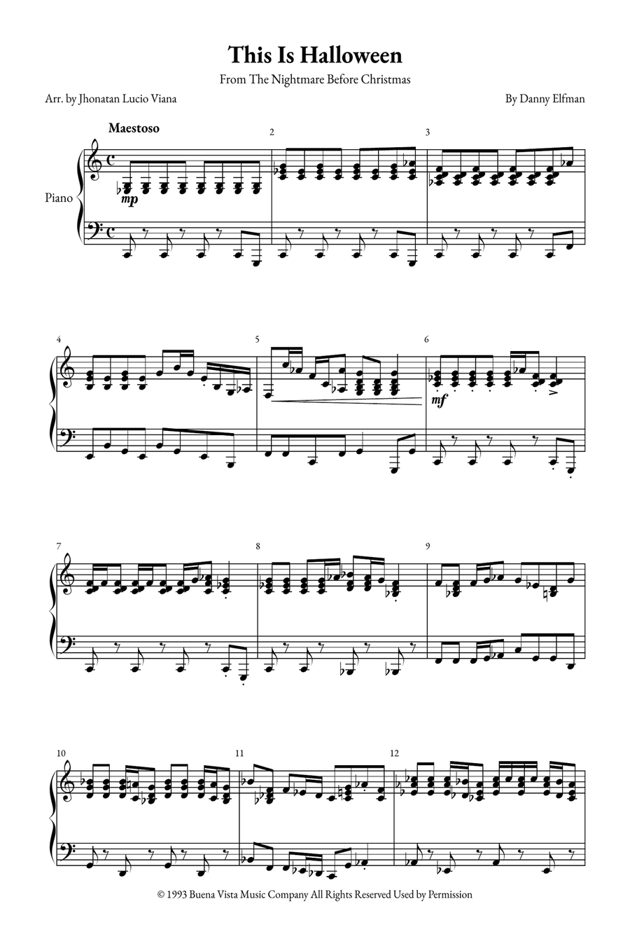 This Is Halloween Piano Solo scores gallery preview page 1