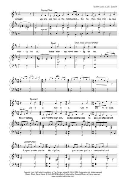 Gloria Santa Klaus (For cantor/choir, assembly and piano/organ)