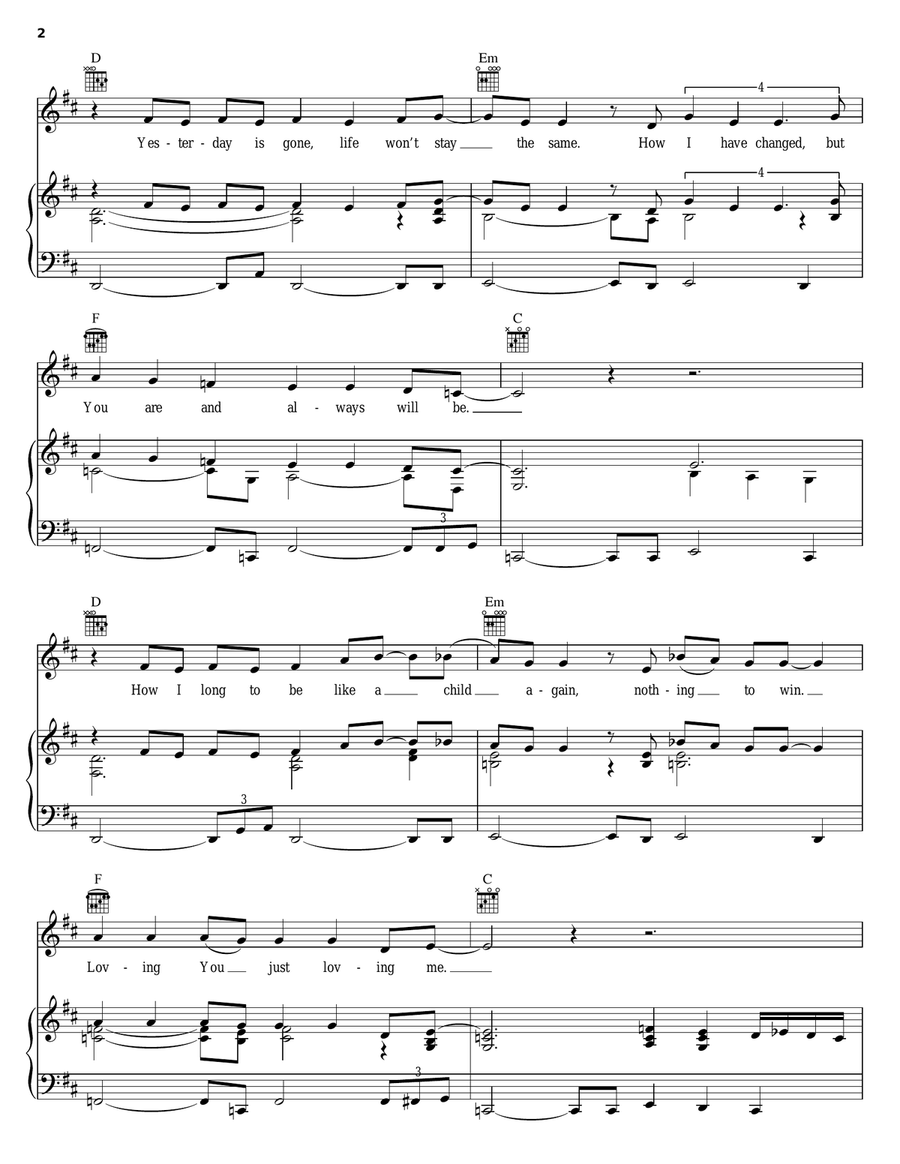 Please Forgive Me Piano, Vocal, Guitar scores gallery preview page 2