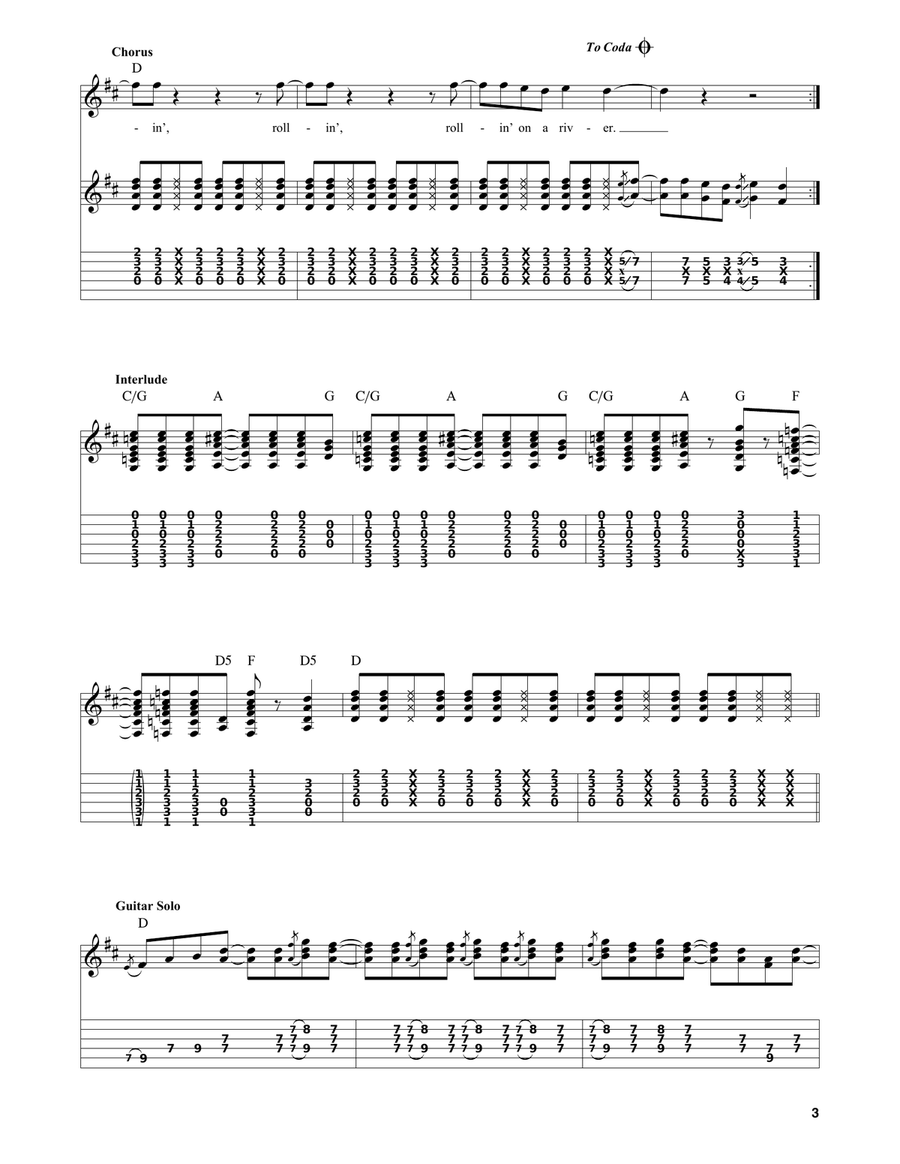 Proud Mary Acoustic Guitar scores gallery preview page 3