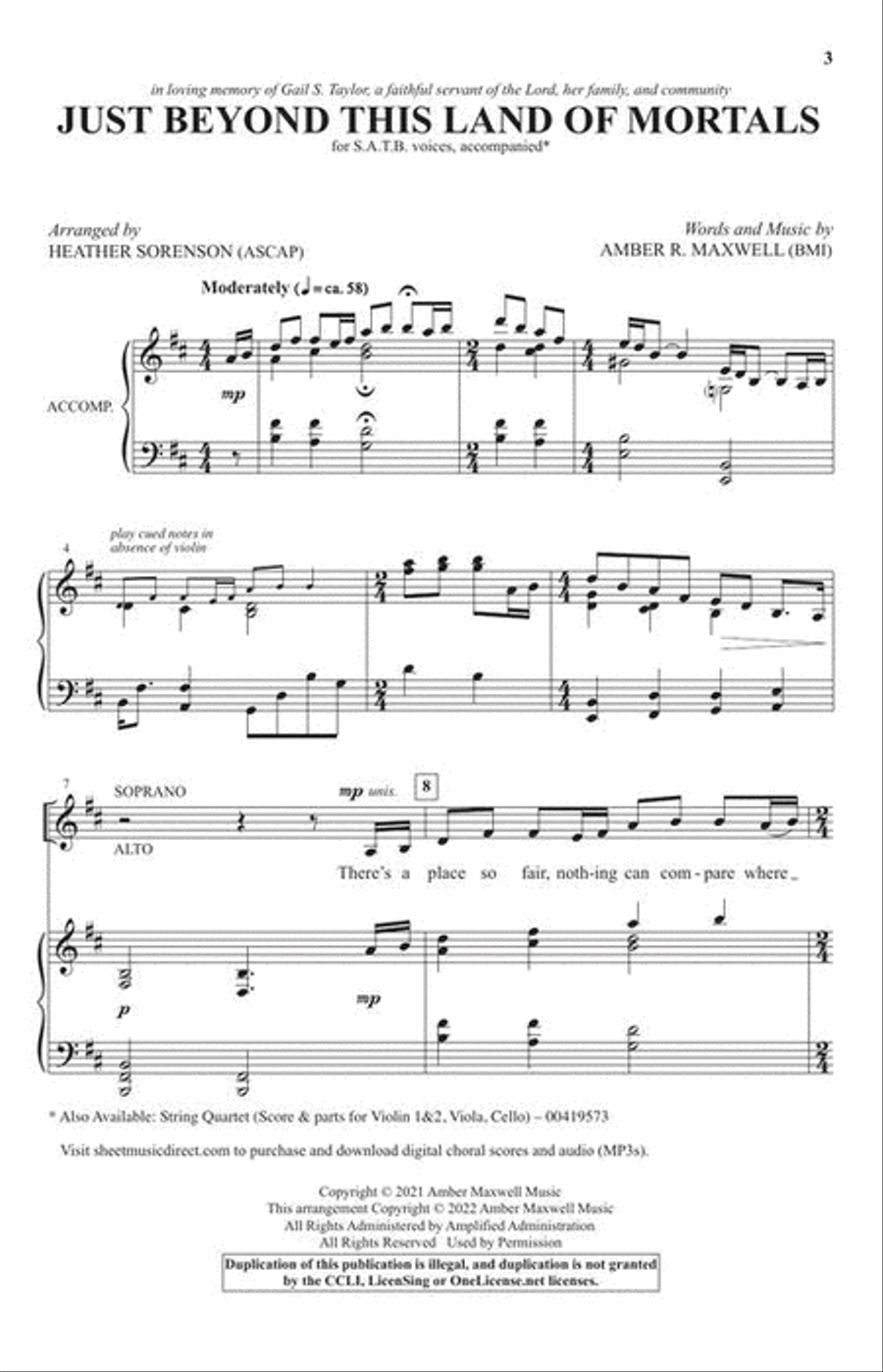 Just Beyond This Land of Mortals 4-Part scores gallery preview page 3