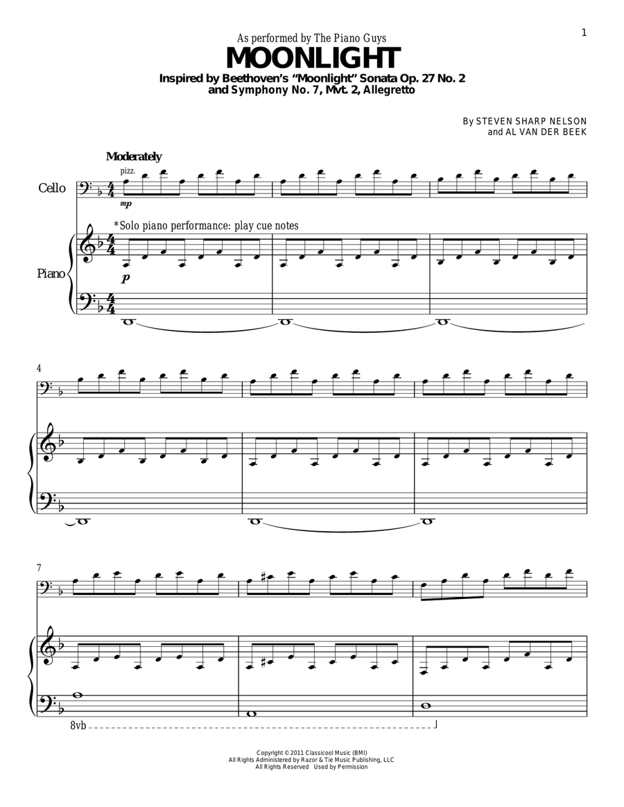 Moonlight Cello scores gallery preview page 1