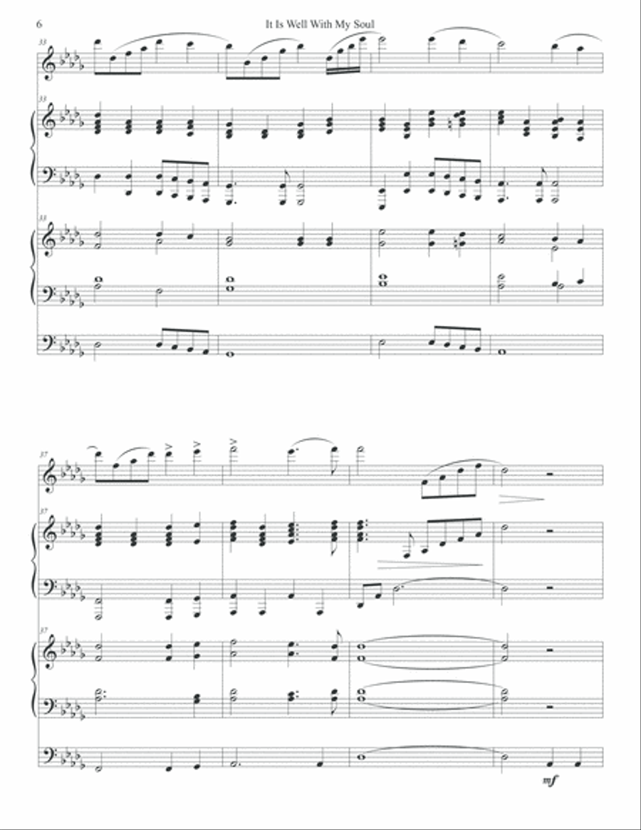 It Is Well With My Soul - Flute Solo, Piano, & Organ Flute Solo scores gallery preview page 6