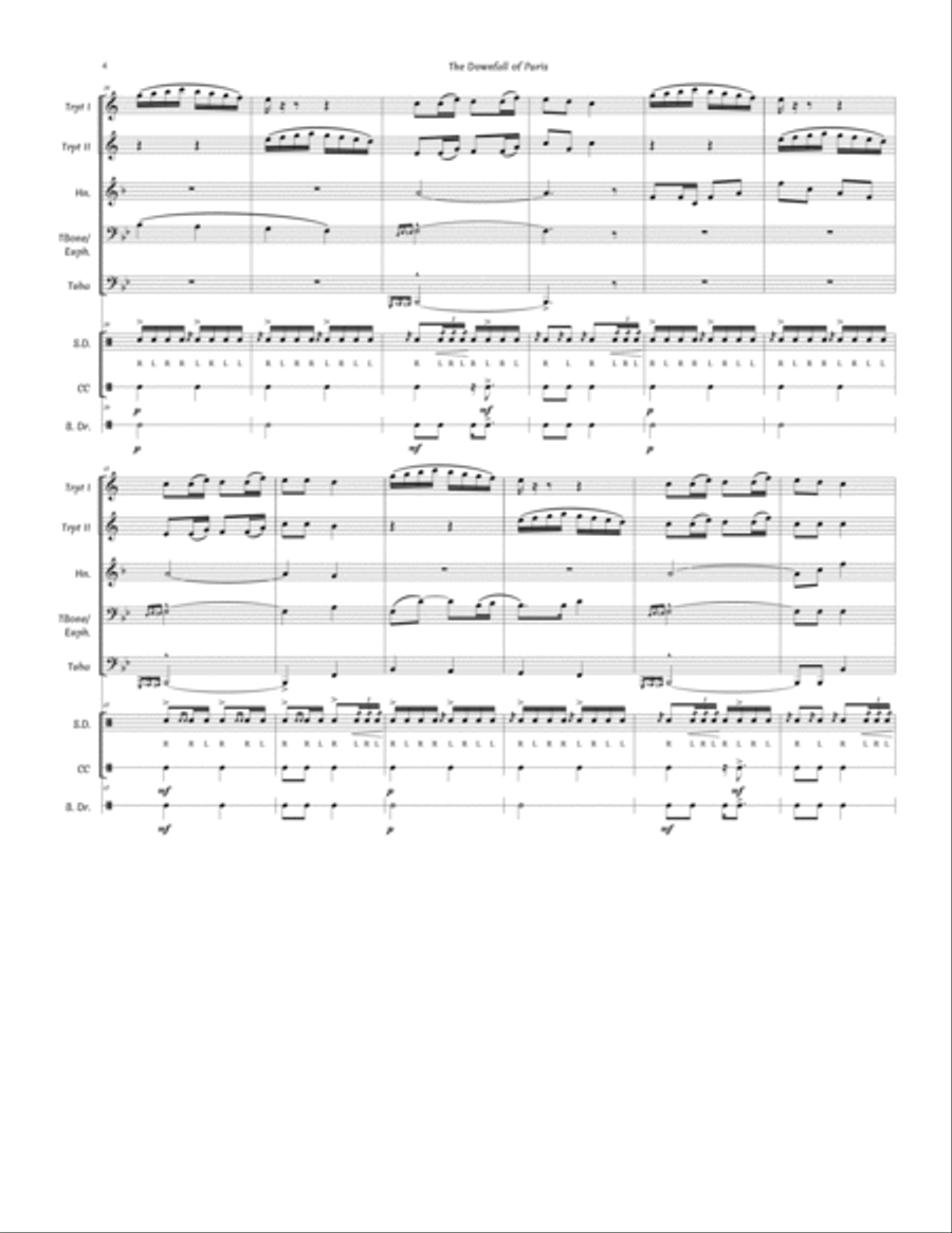 The Downfall of Paris for Brass Quintet and Percussion Large Ensemble scores gallery preview page 6