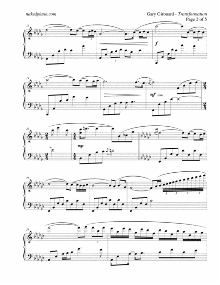 Transformation Piano Solo scores gallery preview page 2