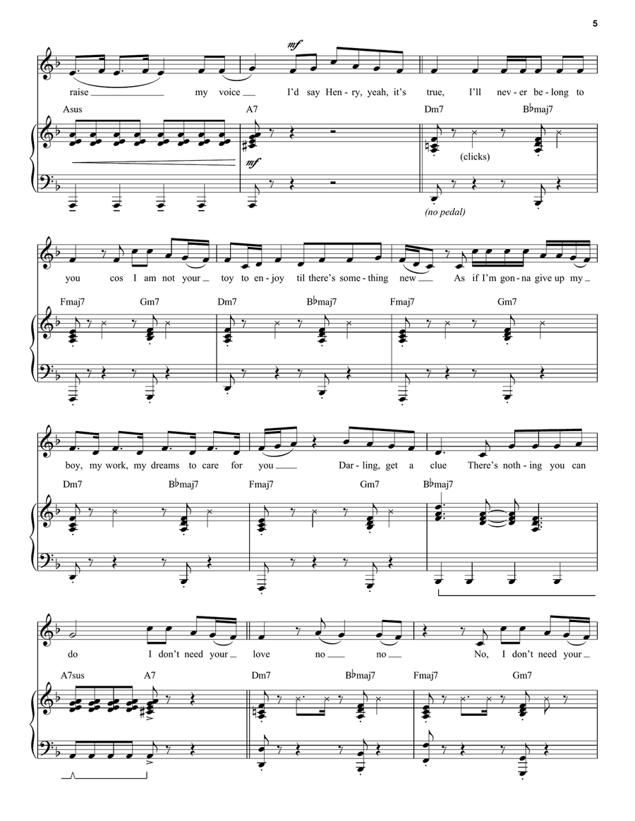 I Don't Need Your Love (from Six: The Musical) Voice scores gallery preview page 5