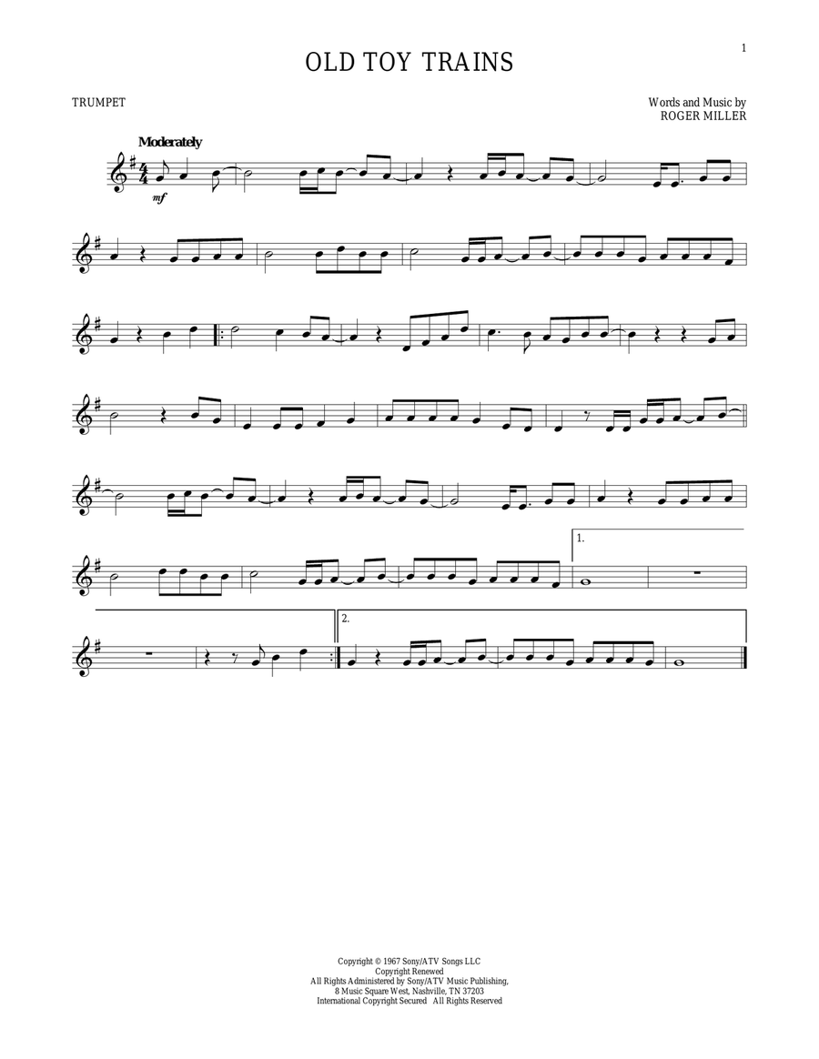 Old Toy Trains Old Toy Trains Trumpet Solo scores gallery preview page 1
