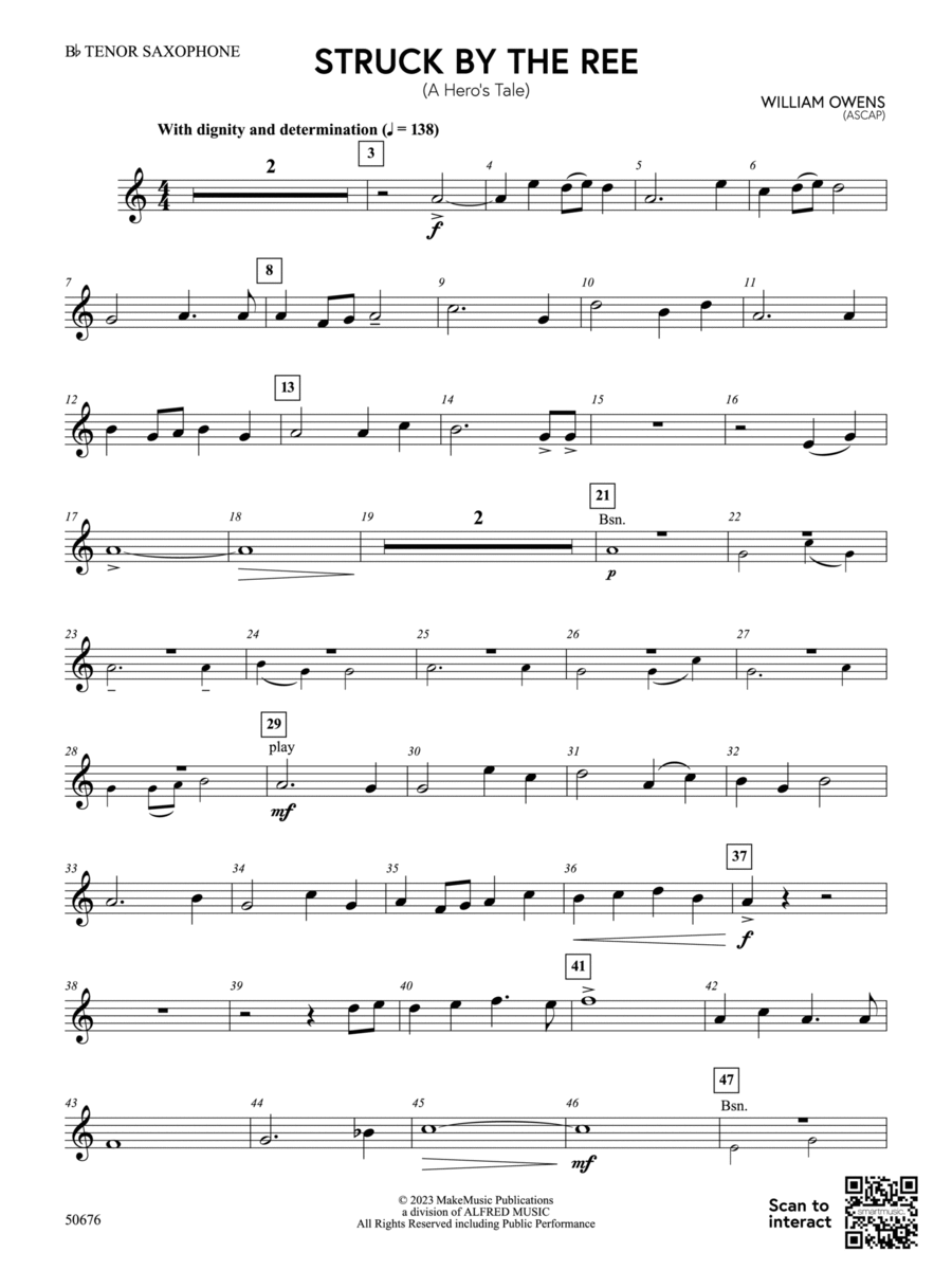 Struck by the Ree: B-flat Tenor Saxophone Concert Band scores gallery preview page 1
