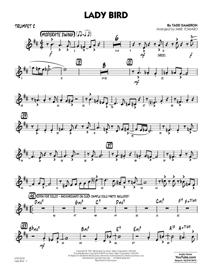 Lady Bird (arr. Mike Tomaro) - Trumpet 2