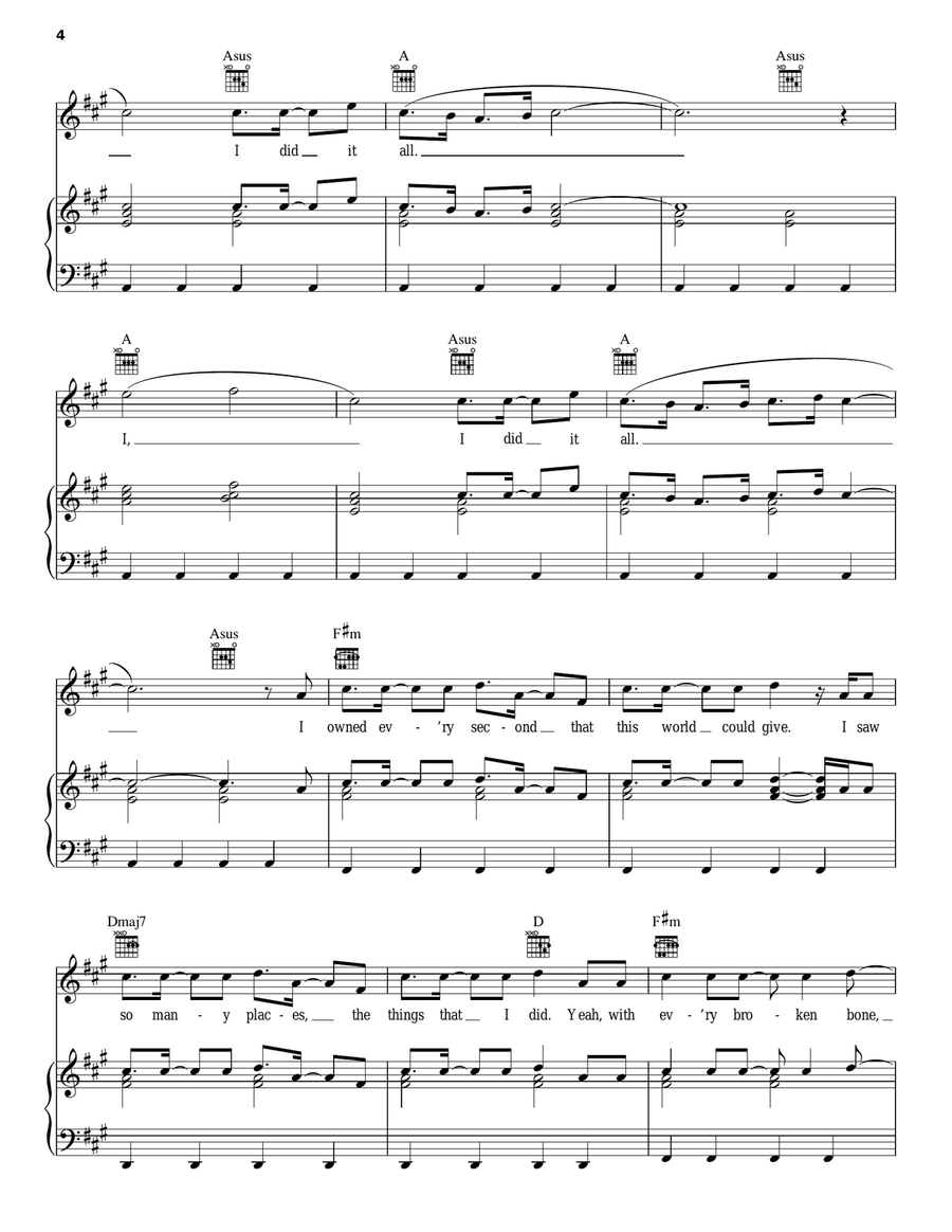 I Lived I Lived Piano, Vocal, Guitar scores gallery preview page 4