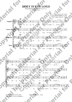 Holy is the Lord - For Men's Choir (Full Score TTBB)
