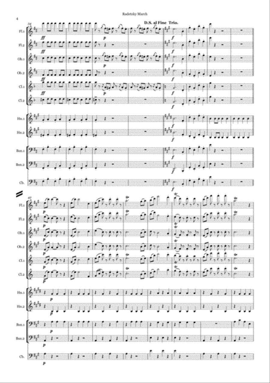 J Strauss: Radetsky March - wind dectet J Strauss: Radetsky March - wind dectet Woodwind Quintet scores gallery preview page 4