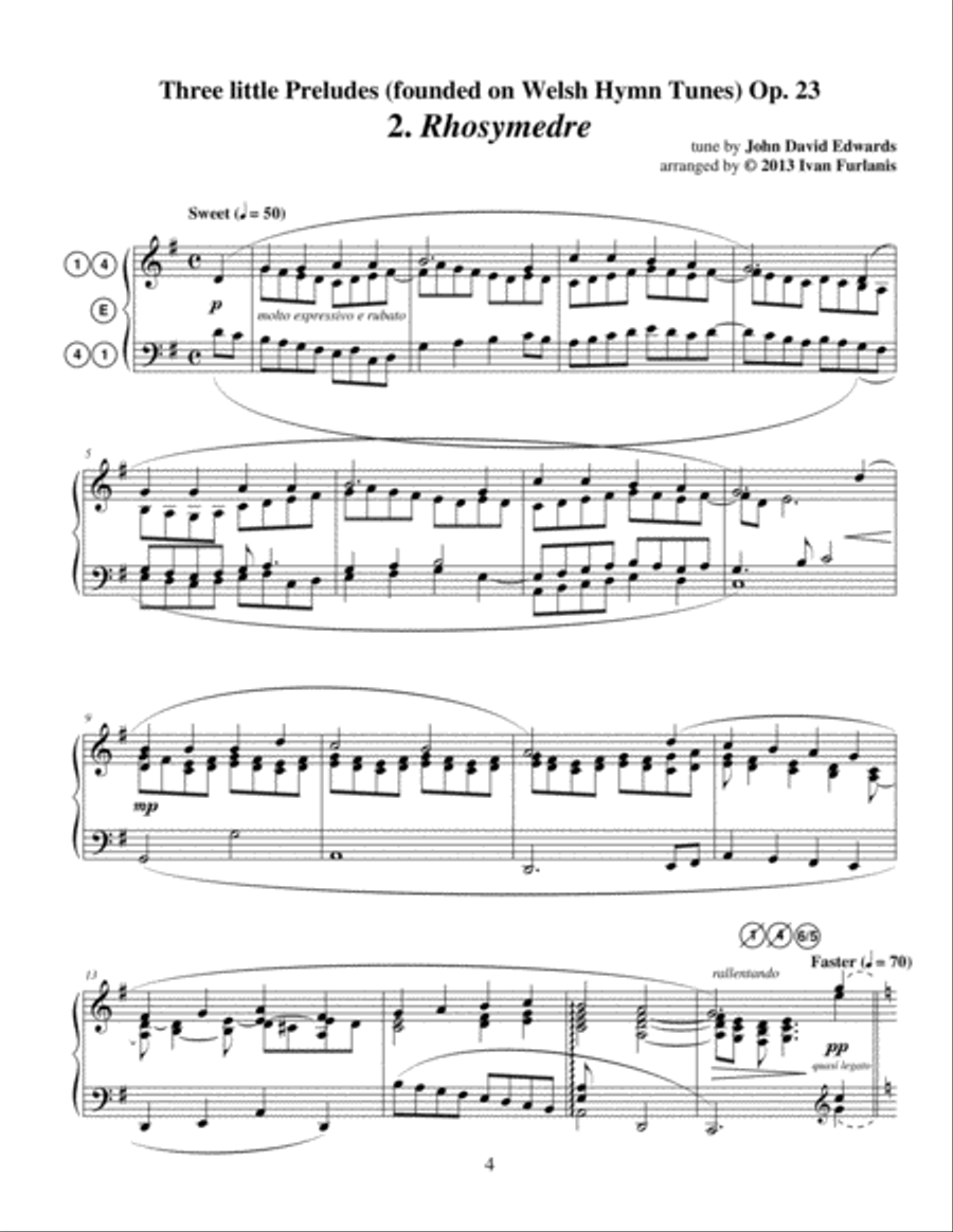 Three little Preludes (founded on Welsh Hymn Tunes) Op. 23 Organ Solo scores gallery preview page 4