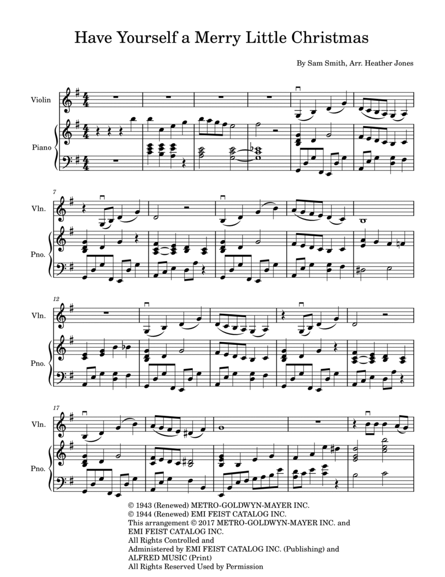Have Yourself A Merry Little Christmas Violin Solo scores gallery preview page 1
